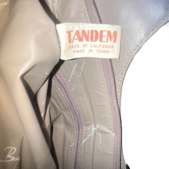 Tandem of California Vintage Tan-Sacs Grey Leather Purse Shoulder Bag - Picture 7 of 11